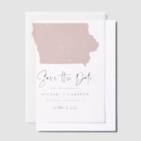 Blush Pink Iowa Map Minimalist Save the Date