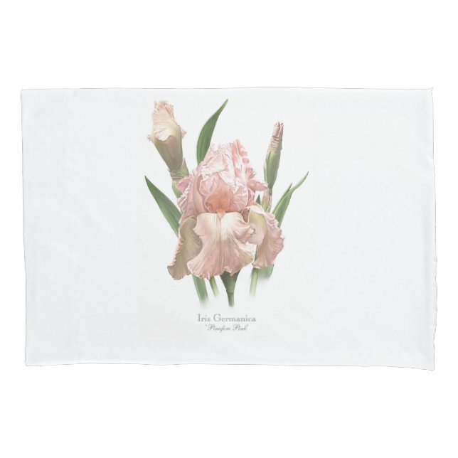 Blush Pink Iris Pillowcase (Front)