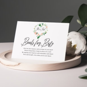 Blush Pink It's a Girl Books for Baby Shower  Enclosure Card