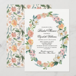 Blush Pink Ivory Floral Watercolor Bridal Shower Invitation