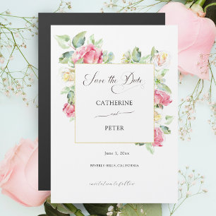 Blush Pink/Ivory Watercolor Roses Save the Date