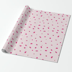 Blush Pink Japanese Red Cosmos Floral Pattern Wrapping Paper