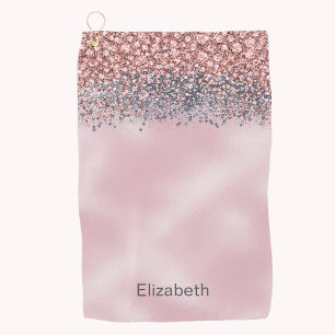 Blush Pink Jeweled Personalized Golf Towel