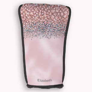 Blush Pink Jewelled Personalised Golf Head Cover