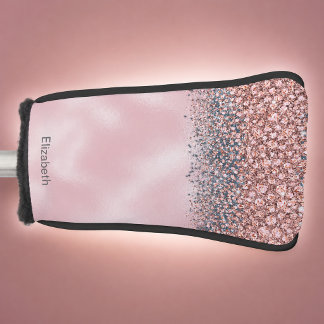 Blush Pink Jewelled Personalised Golf Head Cover