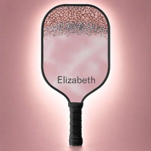 Blush Pink Jewelled Personalised Pickleball Paddle
