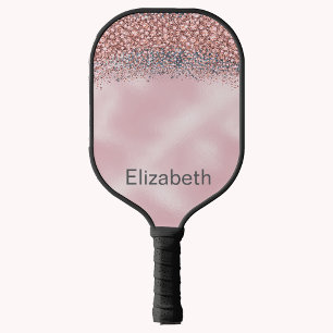 Blush Pink Jewelled Personalised Pickleball Paddle