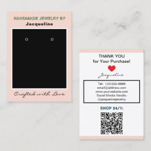 Blush Pink Jewelry Earrings Website QR Code Business Card