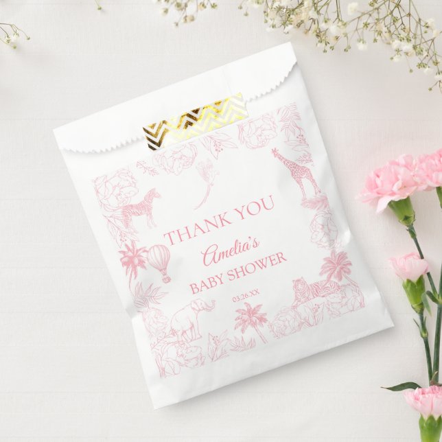 Blush Pink Jungle Safari Animals Baby Shower Favour Bags (Sealed)
