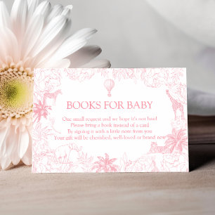 Blush Pink Jungle Safari Animals Books for Baby Enclosure Card