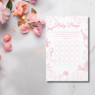 Blush Pink Jungle Safari Baby Shower Bingo Game
