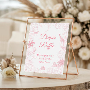 Blush Pink Jungle Safari Diaper Raffle Sign
