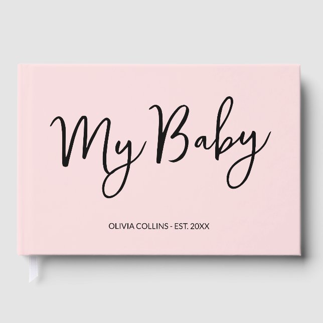 Blush Pink Keepsake Script Baby Book for Mother (Front)