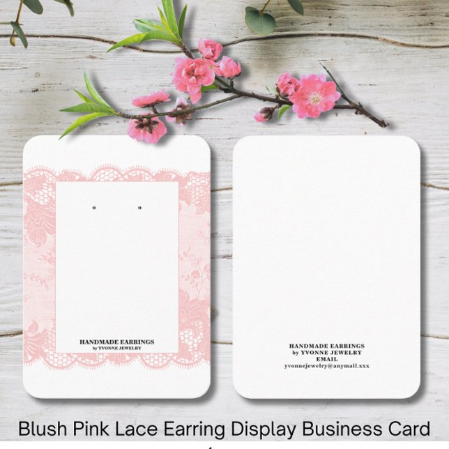 Blush Pink Lace Earring Display  Business Card (Creator Uploaded)
