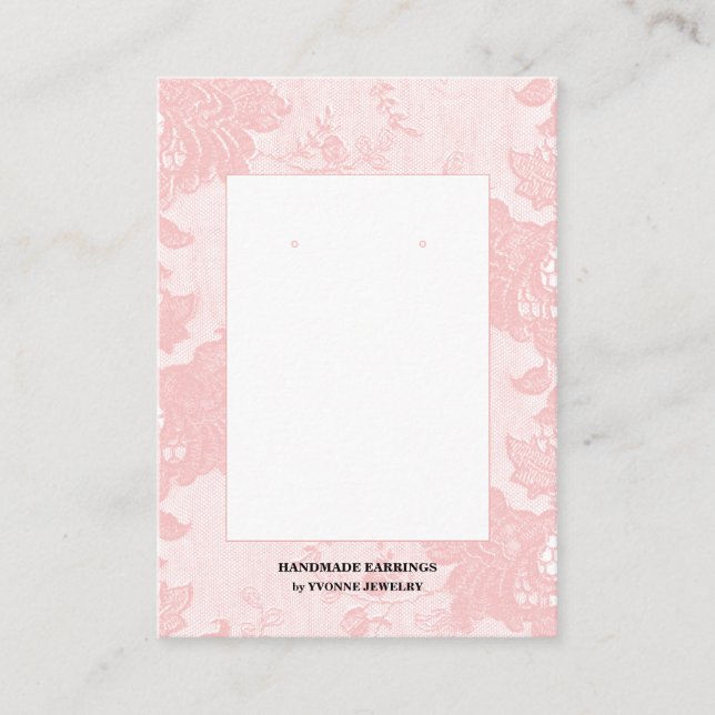 Blush Pink Lace Earring Display  Business Card (Front)