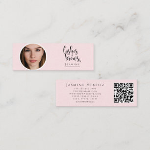 Blush Pink Lashes And Brows Professional Photo Qr Mini Business Card