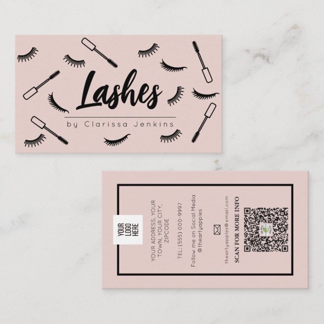 blush Pink Lashes Eyelash Extensions makeup Business Card (Front/Back)