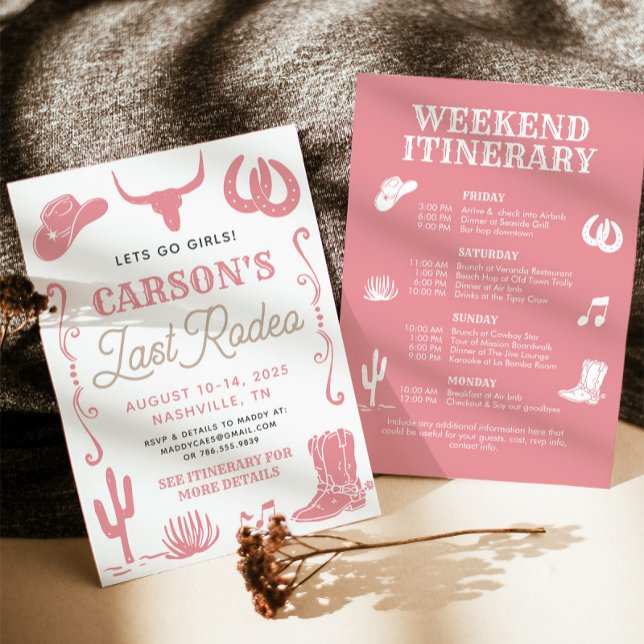 Blush Pink Last Rodeo Cowgirl Bachelorette Invite (Creator Uploaded)