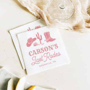 Blush Pink Last Rodeo Cowgirl Bachelorette Party Napkin