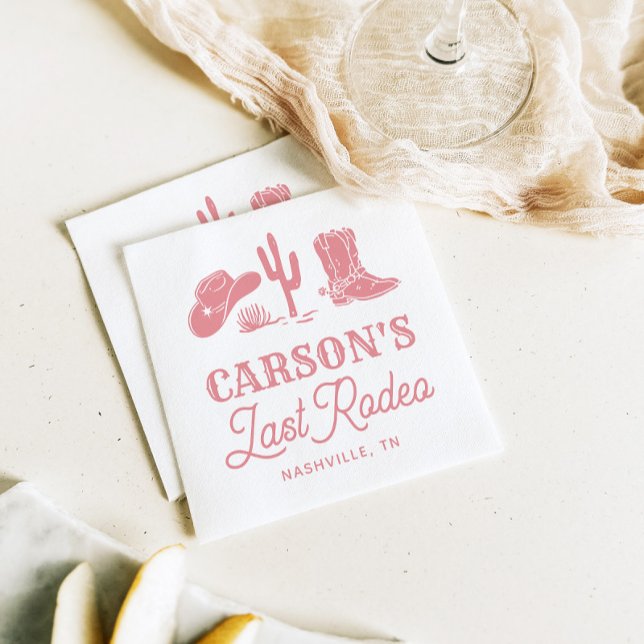 Blush Pink Last Rodeo Cowgirl Bachelorette Party Napkin (Creator Uploaded)