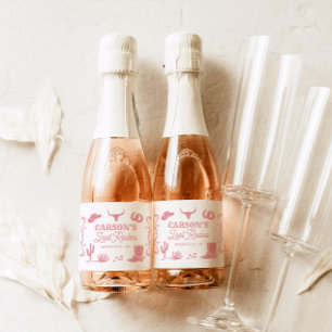 Blush Pink Last Rodeo Cowgirl Bachelorette Party Sparkling Wine Label