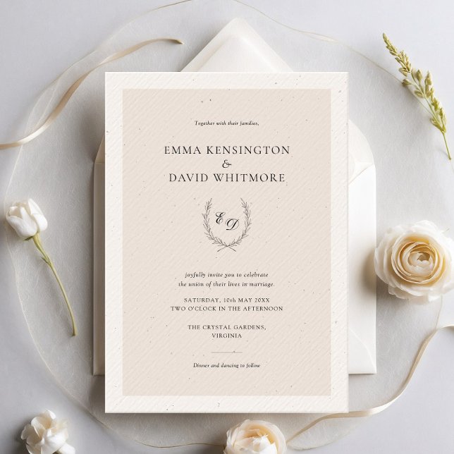 Blush Pink Laurel Wreath Elegant Wedding Invitation (Creator Uploaded)
