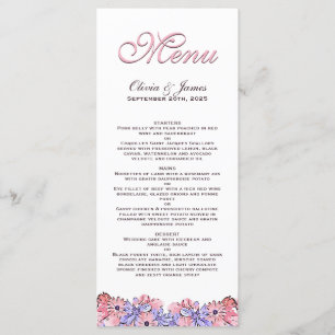 Blush Pink Lavender Floral Wedding Menu