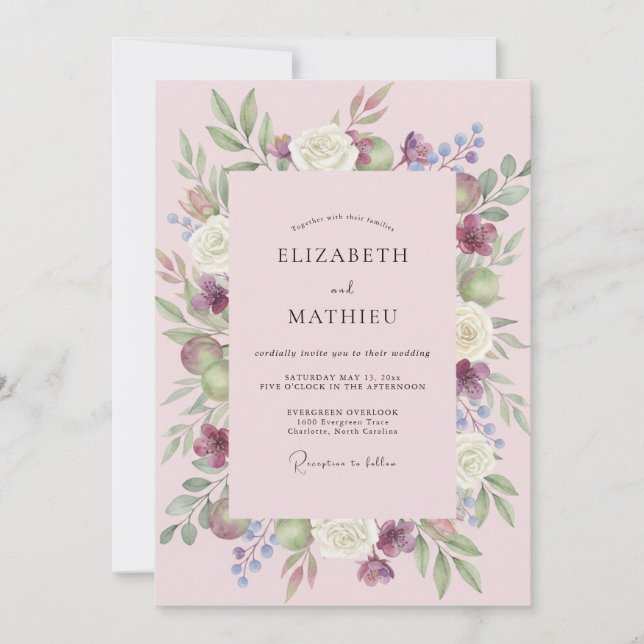 Blush Pink Lavish Spring Wedding Invitation (Front)