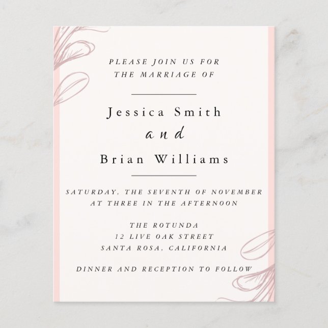 Blush Pink Leaf Wedding Flyer (Front)