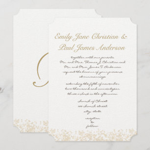 Blush Pink Leaves Elegant Monogram Wedding  Invitation