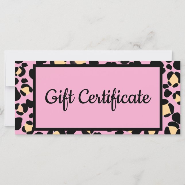 Blush Pink Leopard Lash Beauty Gift Certificate (Front)
