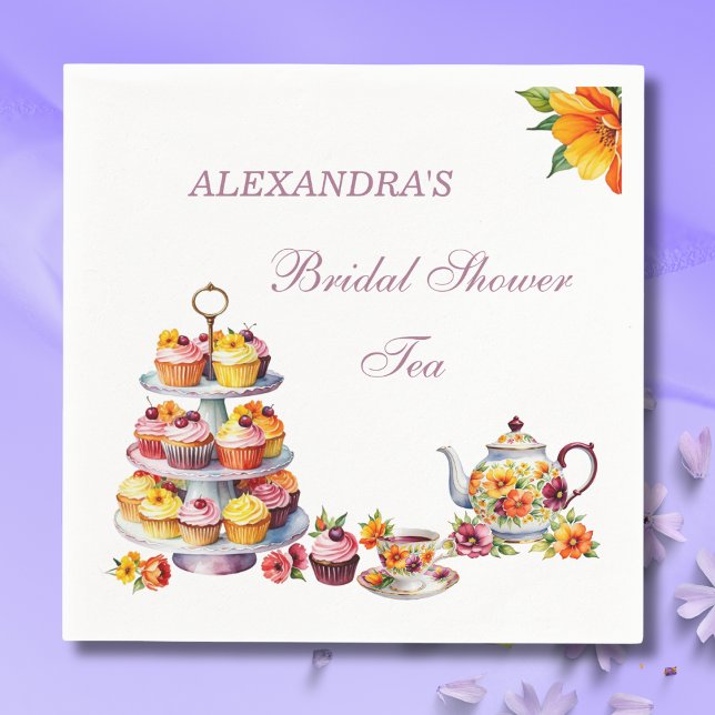 Blush Pink Lilac Floral Tea Party Bridal Shower Na Napkin (Creator Uploaded)