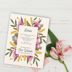 Blush Pink Lily Botanical Wedding Information Enclosure Card