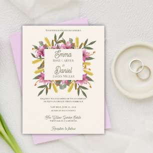 Blush Pink Lily Botanical Wedding Invitation Postcard