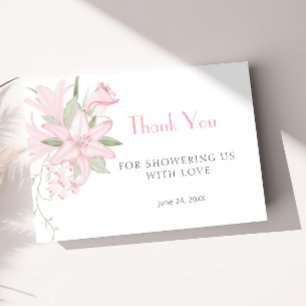 Blush Pink Lily Floral Elegance Thank You Card