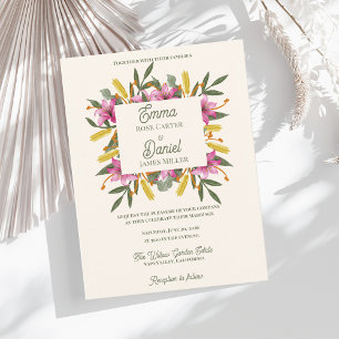 Blush Pink Lily Romantic Botanical Wedding Invitation Postcard