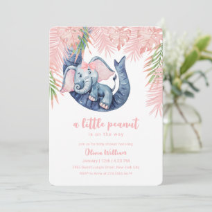 Blush Pink Little Peanut Baby Elephant Baby Shower Invitation