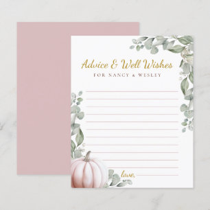Blush Pink Little Pumpkin Baby Shower Advice Card