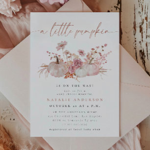 Blush Pink Little Pumpkin Baby Shower Invitation