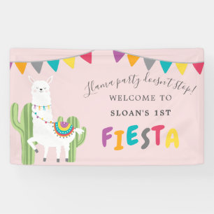 Blush Pink Llama Fun Cactus Birthday Party Welcome Banner