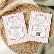 Blush Pink Locally Grown Baby Shower Bow Stripes