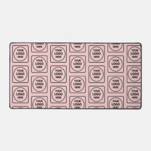 Blush Pink Logo Business Pattern desk mat