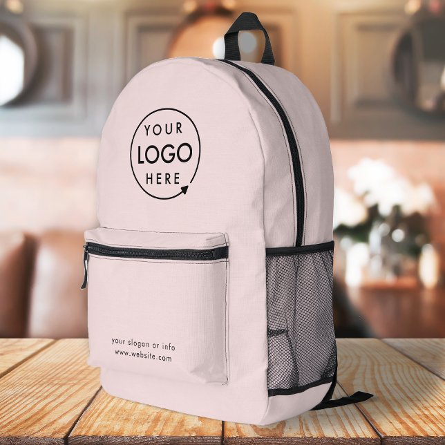 Blush Pink | Logo Business Professional Printed Backpack (Creator Uploaded)