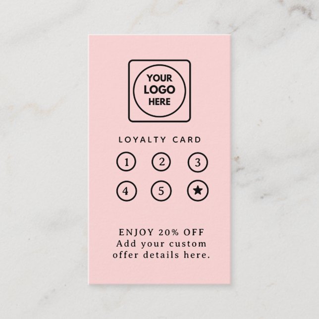 Blush Pink Logo | Modern Business Loyalty Design Card (Front)