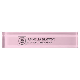Blush Pink Logo Modern Manager Branding Nameplate