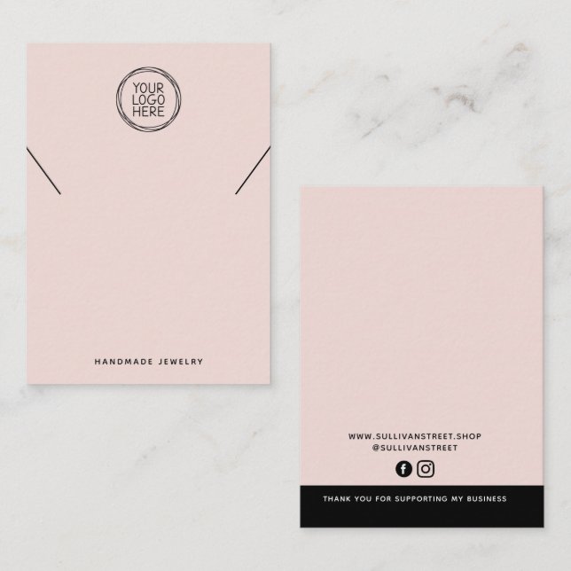 Blush Pink Logo Necklace Display Card (Front/Back)