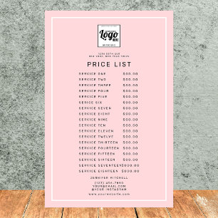 Blush Pink Logo Promotional Price Service List Flyer
