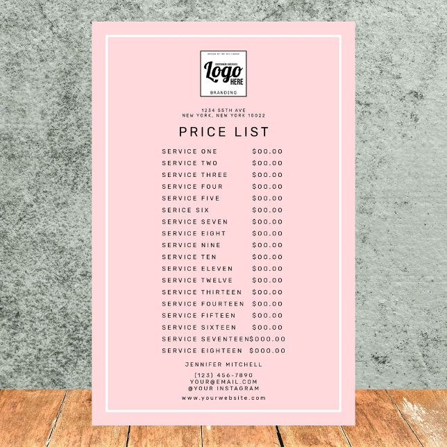  Blush Pink Logo Promotional Price Service List   Flyer (business brochure)