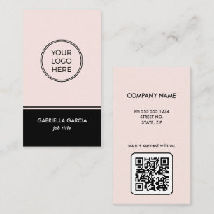 Blush Pink Logo QR Code Business Card