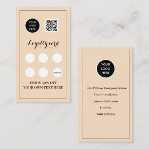 Blush Pink Logo QR Code Business Reward Punch Loyalty Card
